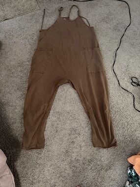 FP Movement by Free People Brown Cropped Jumpsuit Overalls